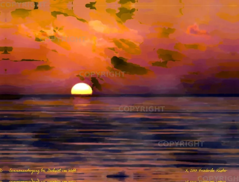 Sonnenuntergang bei Dieksiel im Watt