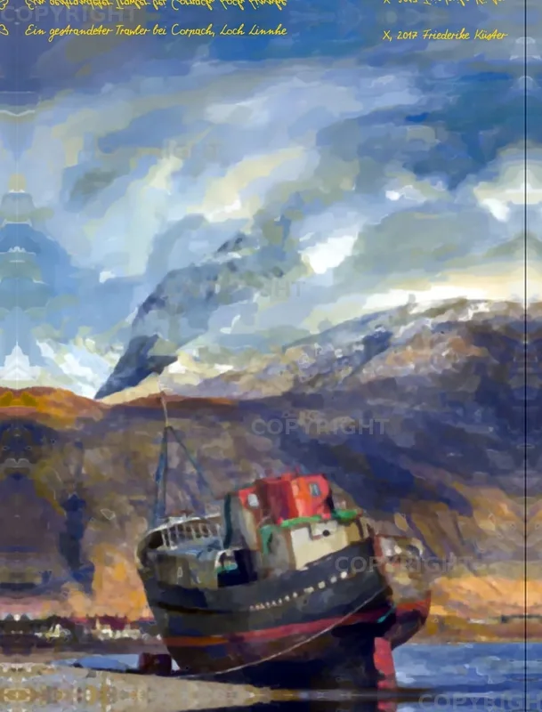 Ein gestrandeter Trawler bei Corpach, Loch Linnhe