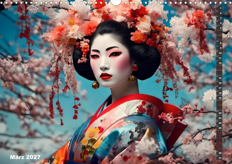 2027 A3 Geishas Portraits von japanischen Gastgeberinnen inspiriert