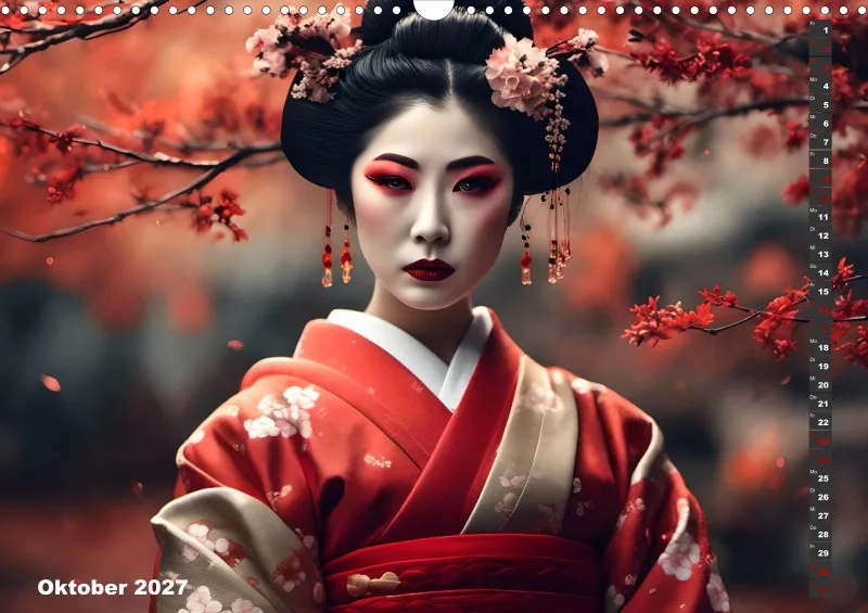 2027 A3 Geishas Portraits von japanischen Gastgeberinnen inspiriert