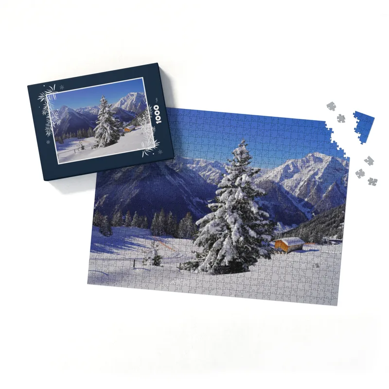 Puzzle 1000 Teile Alpenidylle im Tiefschnee