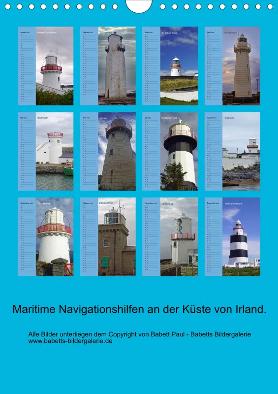2026 A4 Leuchttürme - Geburtstagskalender