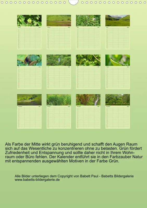 2026 A3 Planer Farbzauber Natur - Grün
