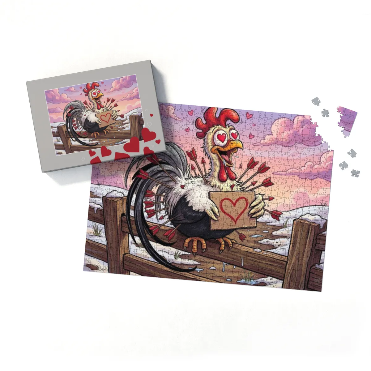 Puzzle 1000 Teile Amors Federvieh