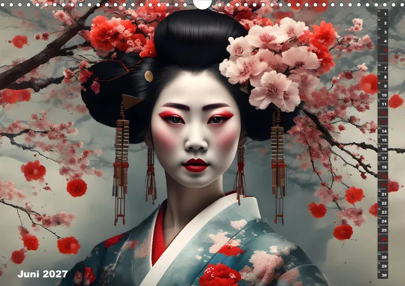 2027 A3 Geishas Portraits von japanischen Gastgeberinnen inspiriert