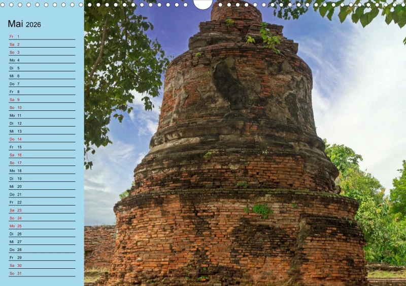 2026 A3 mit Planer wat phra sri sanpet - Tempelruinen in Ayutthaya