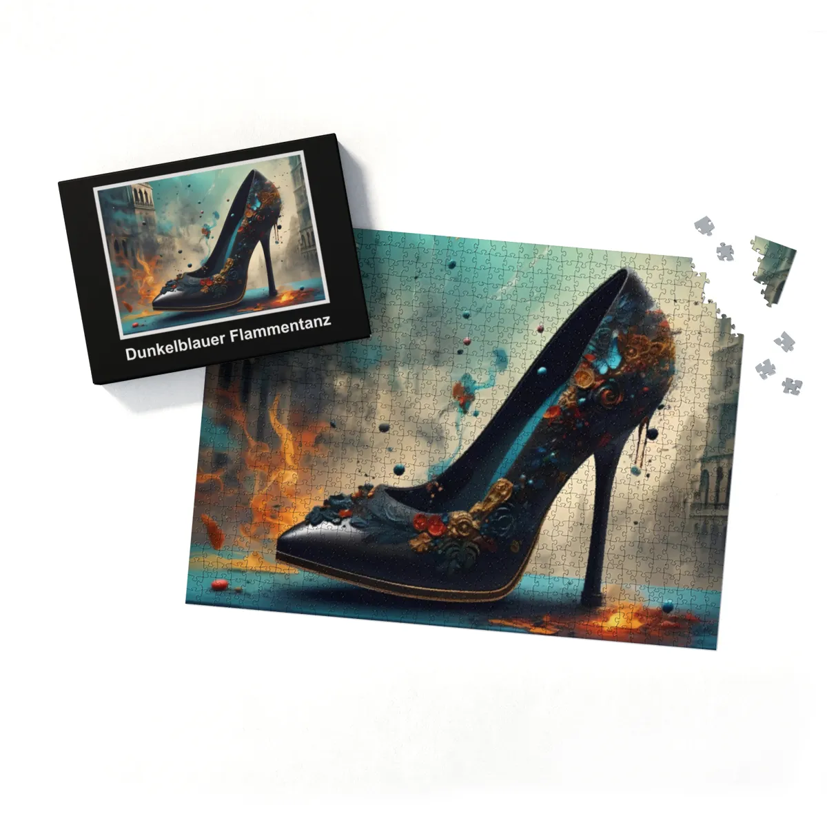 Puzzle 1000 Teile Dunkelblauer Flammentanz