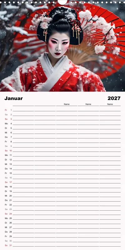 2027 Fam.planer Geishas Portraits von japanischen Gastgeberinnen inspiriert