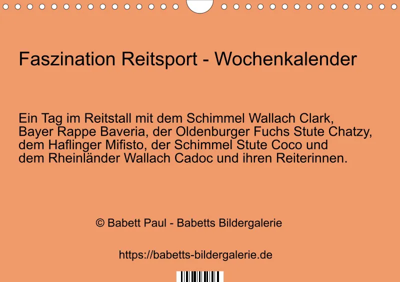 2027 A4 Faszination Reitsport - Wochenkalender