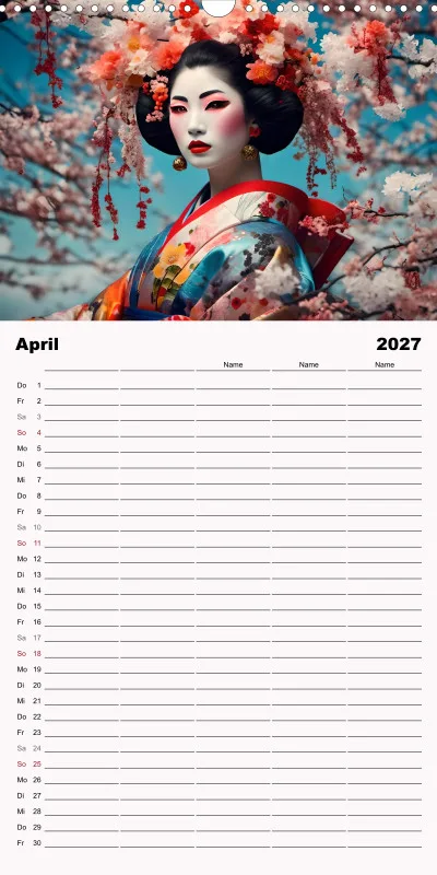 2027 Fam.planer Geishas Portraits von japanischen Gastgeberinnen inspiriert