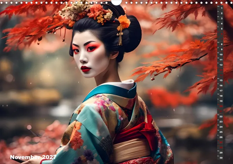 2027 A3 Geishas Portraits von japanischen Gastgeberinnen inspiriert