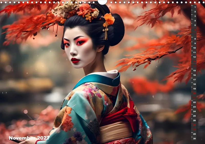 2027 A3 Geishas Portraits von japanischen Gastgeberinnen inspiriert