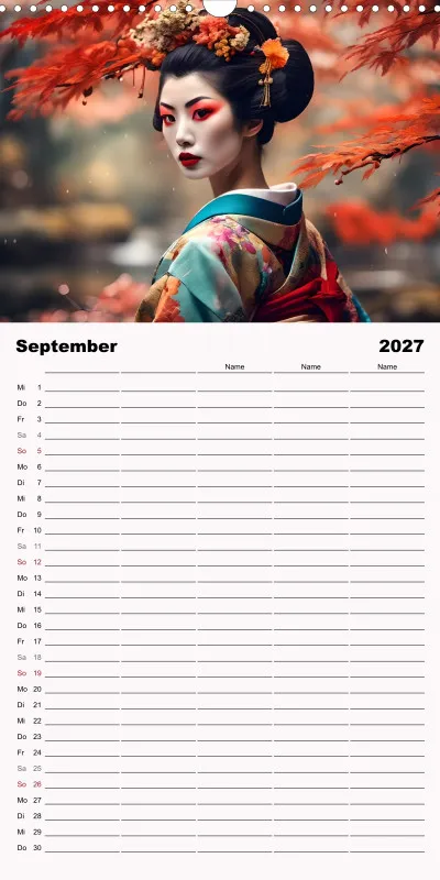 2027 Fam.planer Geishas Portraits von japanischen Gastgeberinnen inspiriert