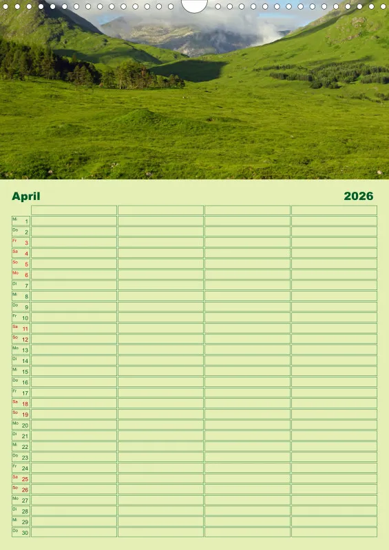 2026 A3 Planer Farbzauber Natur - Grün
