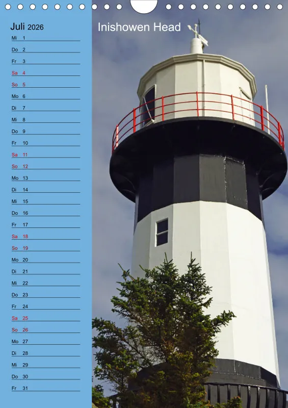 2026 A4 Leuchttürme - Geburtstagskalender
