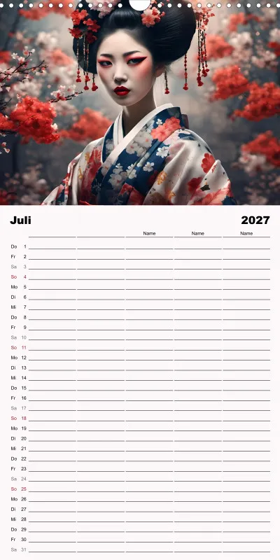 2027 Fam.planer Geishas Portraits von japanischen Gastgeberinnen inspiriert