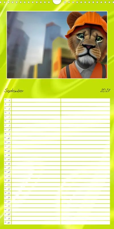 2027 Familienplaner - Tierisch süße Bauarbeiter