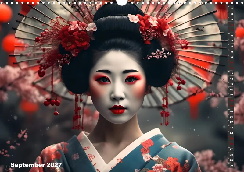 2027 A3 Geishas Portraits von japanischen Gastgeberinnen inspiriert