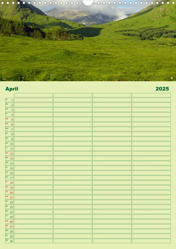 2025 A3 Planer Farbzauber Natur - Grün
