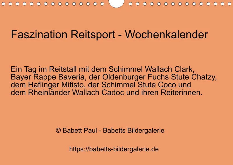 2026 A4 Faszination Reitsport - Wochenkalender
