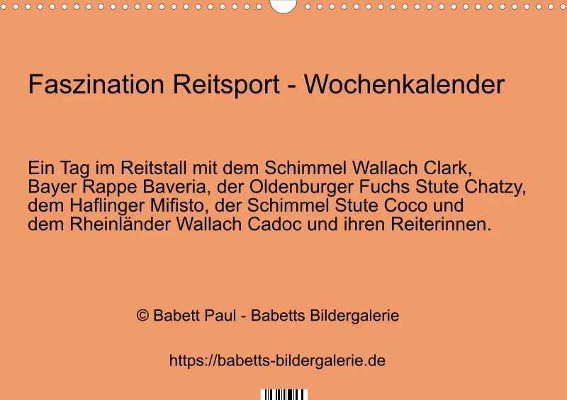 2027 A3 Faszination Reitsport - Wochenkalender