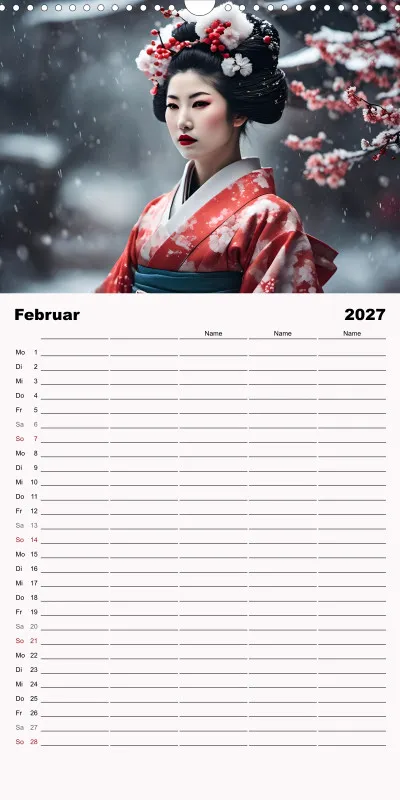 2027 Fam.planer Geishas Portraits von japanischen Gastgeberinnen inspiriert