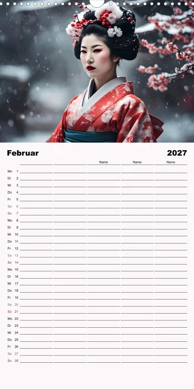 2027 Fam.planer Geishas Portraits von japanischen Gastgeberinnen inspiriert