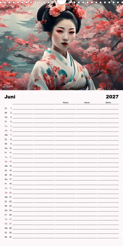 2027 Fam.planer Geishas Portraits von japanischen Gastgeberinnen inspiriert
