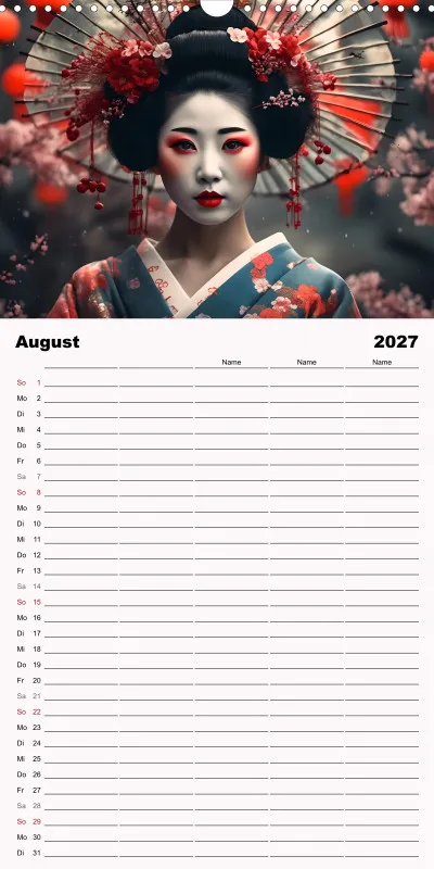 2027 Fam.planer Geishas Portraits von japanischen Gastgeberinnen inspiriert