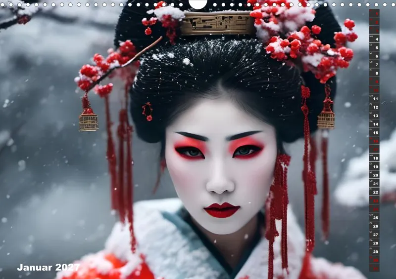 2027 A3 Geishas Portraits von japanischen Gastgeberinnen inspiriert