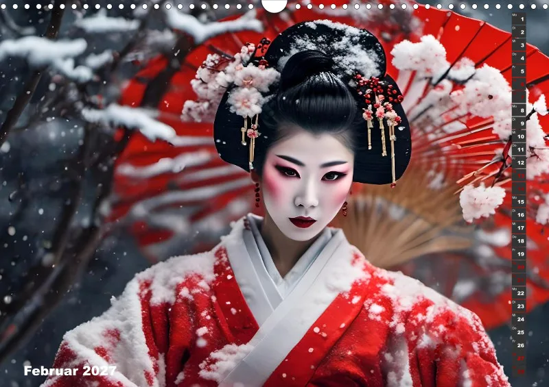 2027 A3 Geishas Portraits von japanischen Gastgeberinnen inspiriert