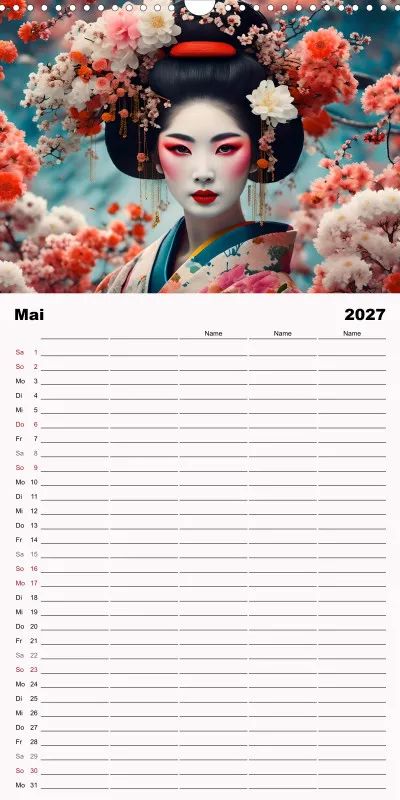 2027 Fam.planer Geishas Portraits von japanischen Gastgeberinnen inspiriert