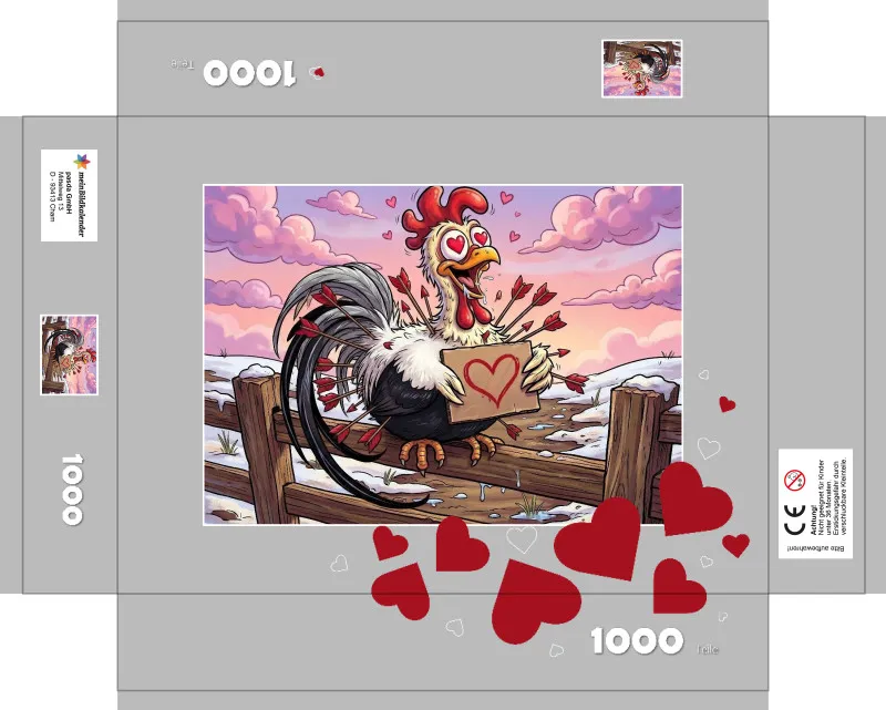 Puzzle 1000 Teile Amors Federvieh