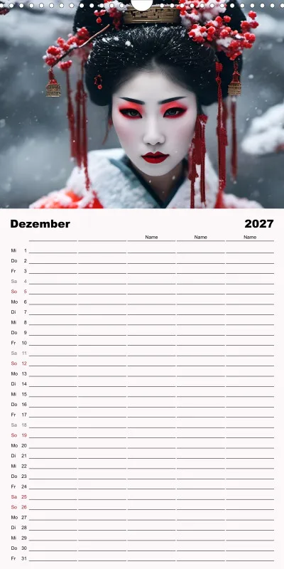 2027 Fam.planer Geishas Portraits von japanischen Gastgeberinnen inspiriert