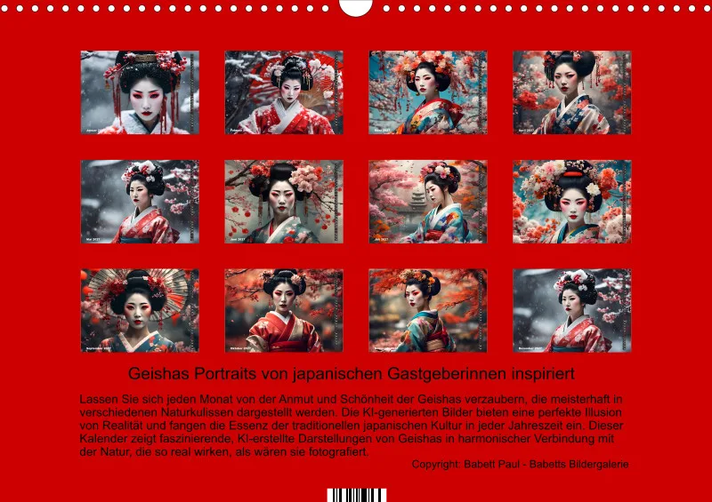 2027 A3 Geishas Portraits von japanischen Gastgeberinnen inspiriert