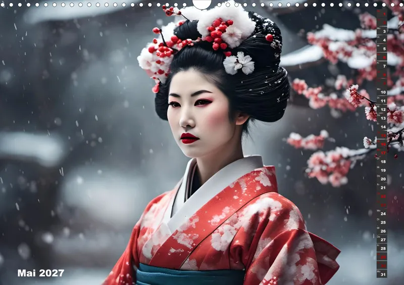2027 A3 Geishas Portraits von japanischen Gastgeberinnen inspiriert