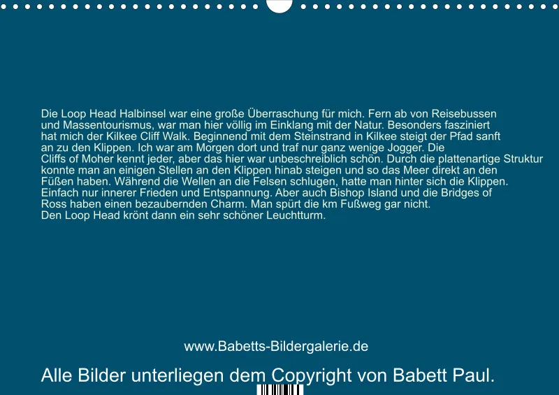 2027 A3 Wochenkalender Rundreise-Loop Head Halbinsel