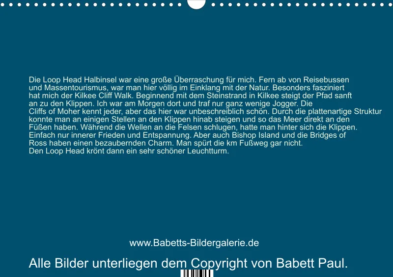 2027 A3 Wochenkalender Rundreise-Loop Head Halbinsel