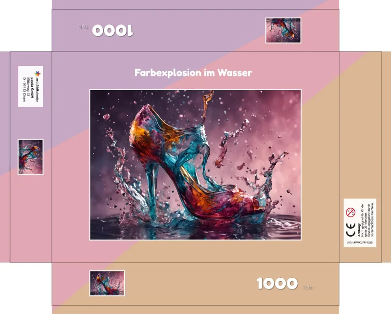 Puzzle 1000 Teile Farbexplosion im Wasser