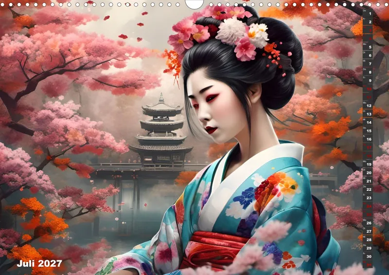 2027 A3 Geishas Portraits von japanischen Gastgeberinnen inspiriert