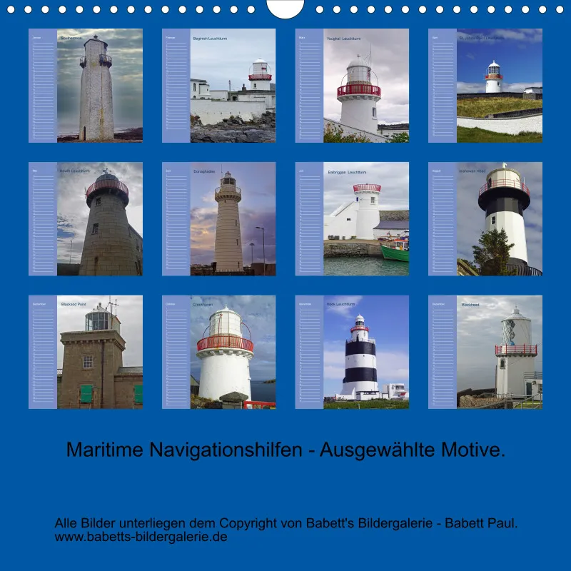 Geburtstagskalender Quadrat Leuchttürme