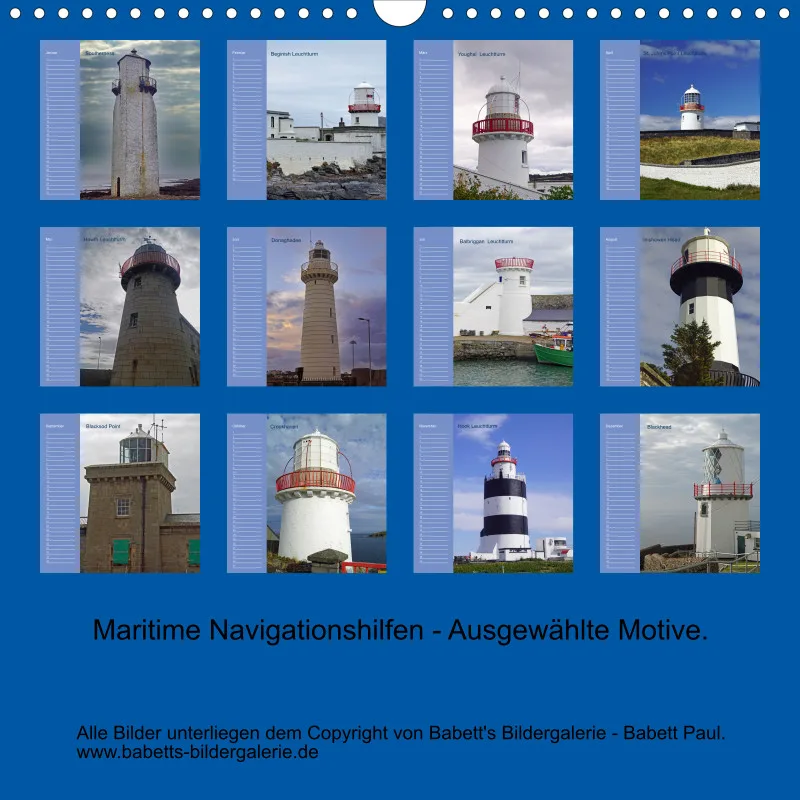Geburtstagskalender Quadrat Leuchttürme