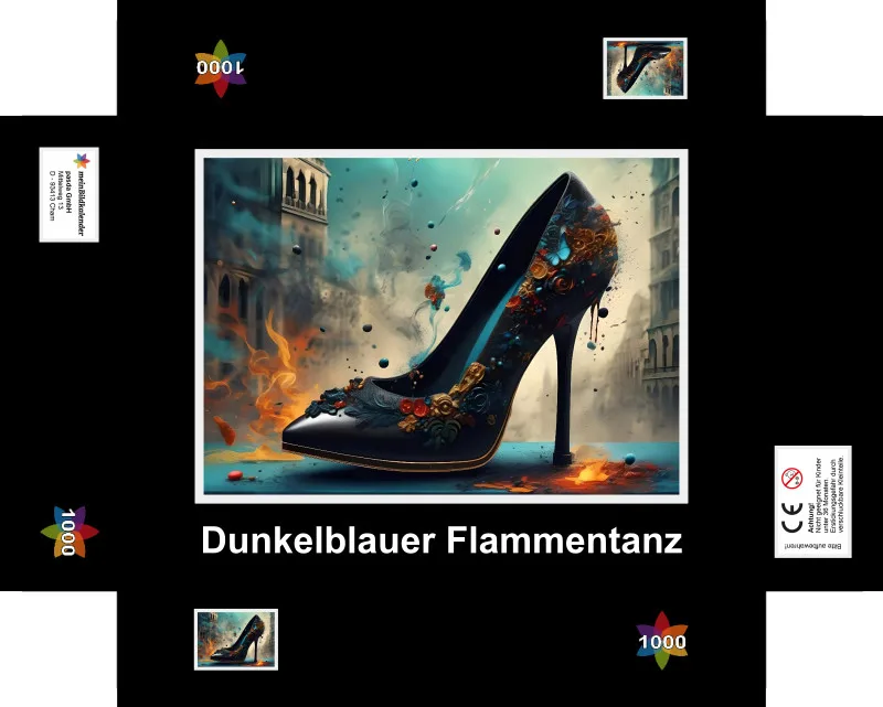 Puzzle 1000 Teile Dunkelblauer Flammentanz