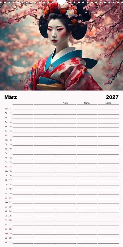 2027 Fam.planer Geishas Portraits von japanischen Gastgeberinnen inspiriert