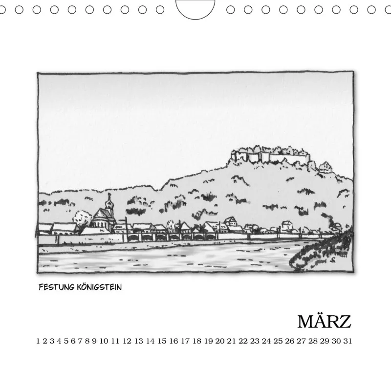 Sächsische Schweiz Kalender - Graustufen