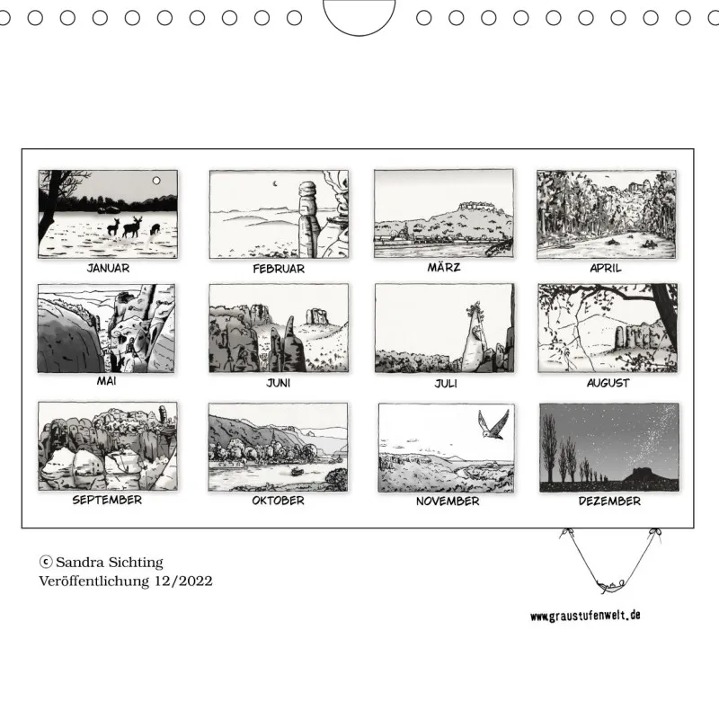 Sächsische Schweiz Kalender - Graustufen