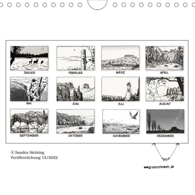 Sächsische Schweiz Kalender - Graustufen