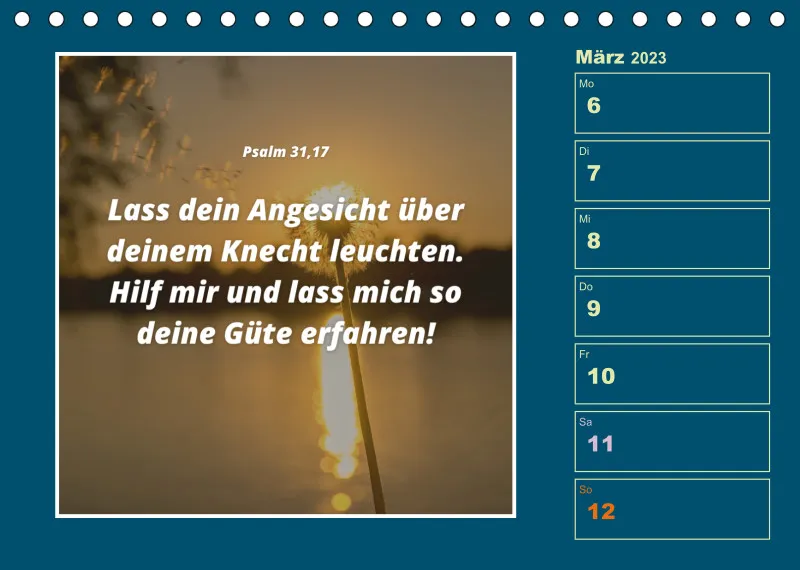 Tisch Wochenkalender mit Bibelverse 2023