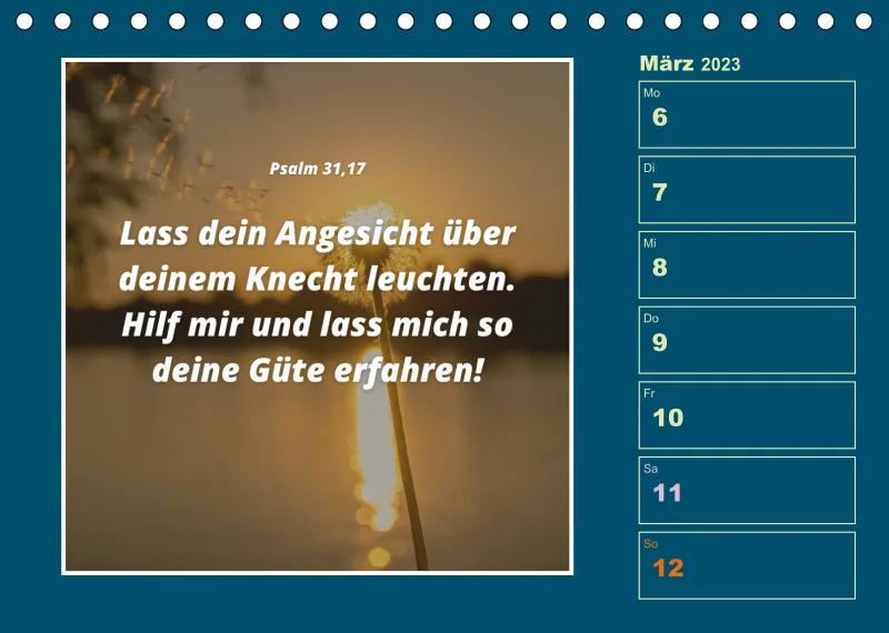 Tisch Wochenkalender mit Bibelverse 2023