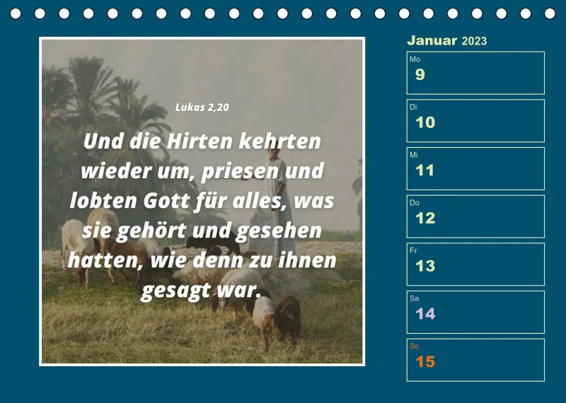 Tisch Wochenkalender mit Bibelverse 2023